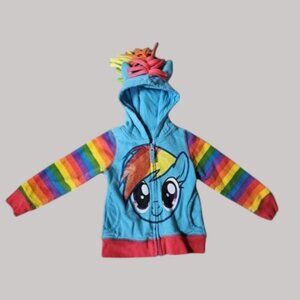 MY LITTLE PONY Blue Rainbow Dragon Hooded Zip Front Sweatshirt Jacket Girls 3T